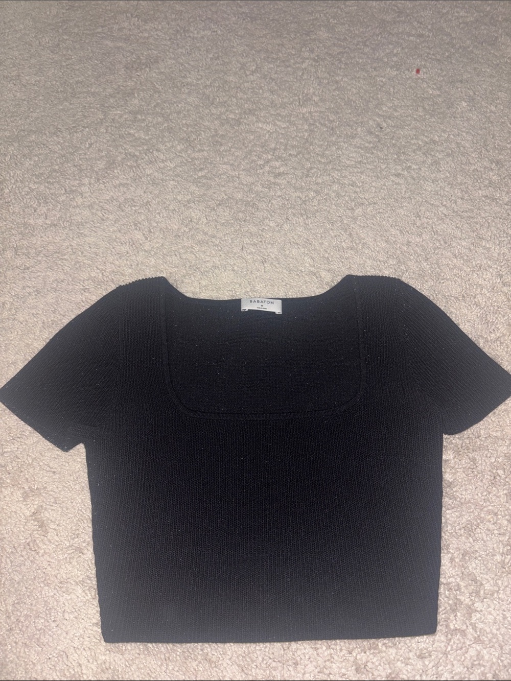 Babaton Black Square Neck Ribbed Crop Top